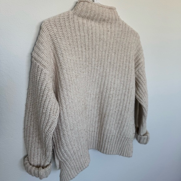 Madewell chunky knit, mock neck side- button pullover wool sweater sz small - Picture 6 of 11